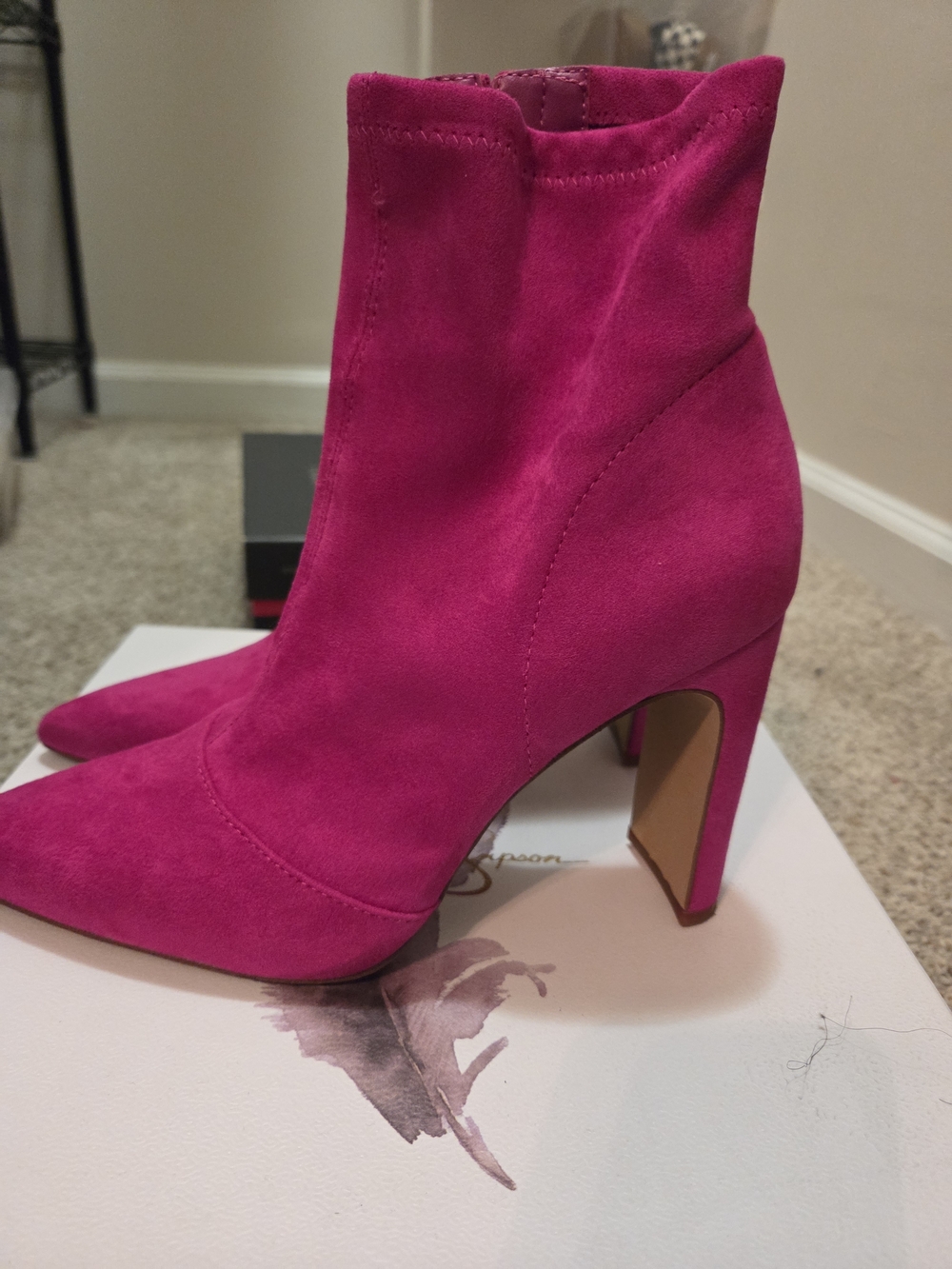Jessica Simpson Hot Pink Suede High Heel Ankle Boots
